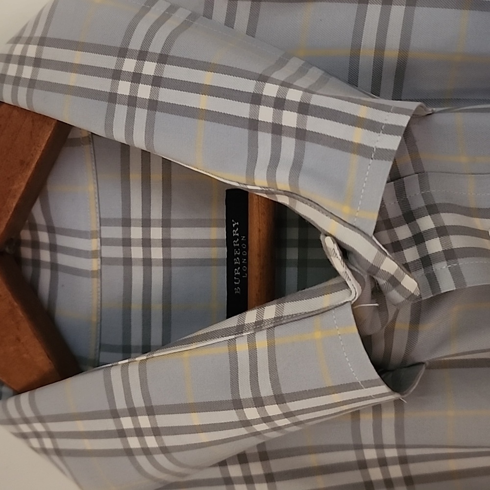 Burberry Blue / Gray / Yellow Plaid Shirt 2X Perfect Condition - Picture 3 of 8